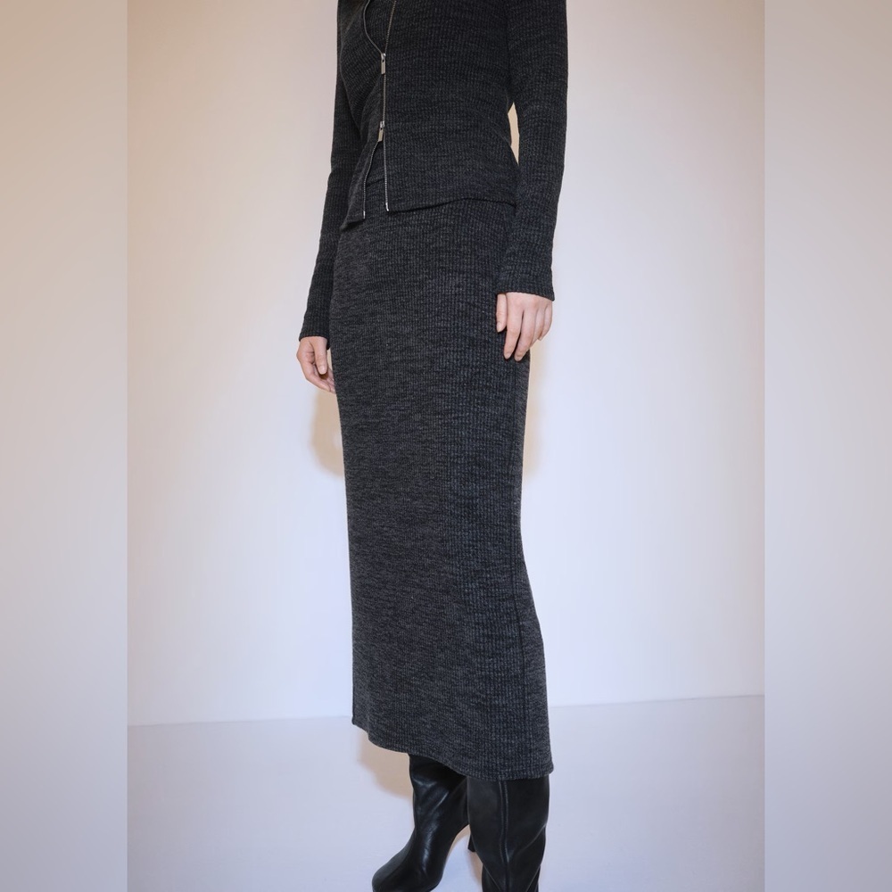 Mango grey knitted Co-ord set knitted jacket + skirt NWT - Picture 4 of 7